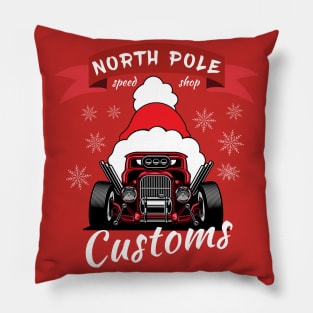 North pole ustom Christmas hotrod Pillow