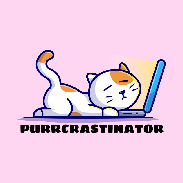 Purrcrastinator | Cute Procrastinator Pun by Allthingspunny