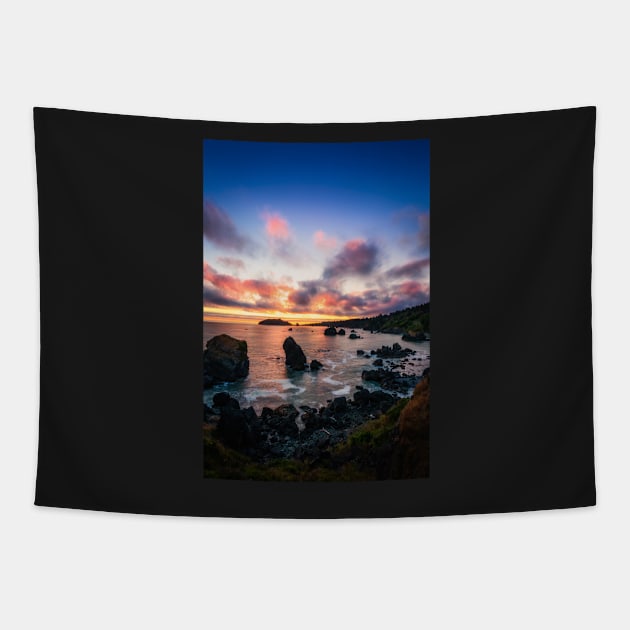 Sunset at a Rocky Beach Tapestry by JeffreySchwartz