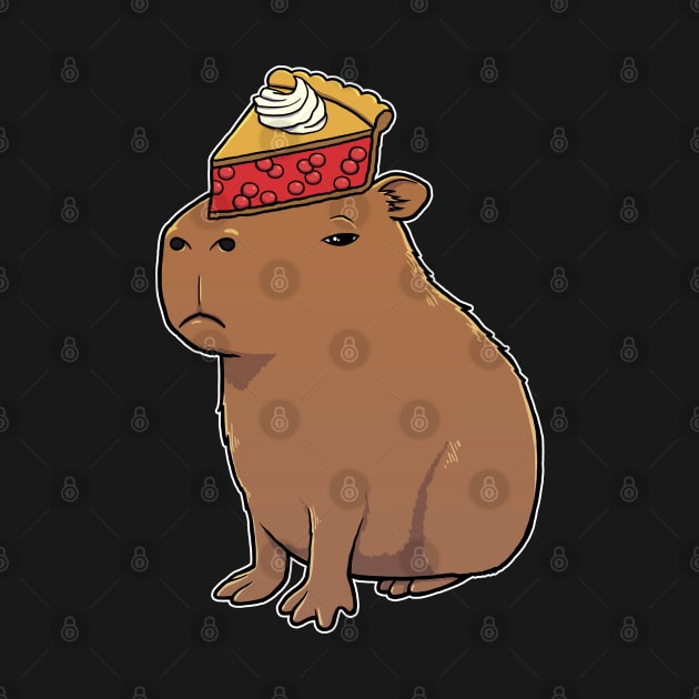 Capybara with Cherry Pie on its head by capydays