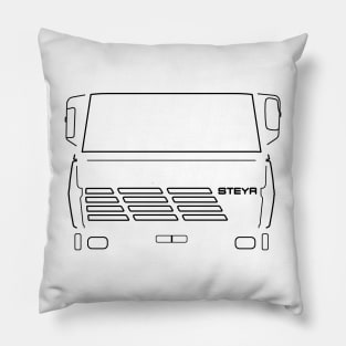 Steyr classic 1970s truck black outline graphic Pillow