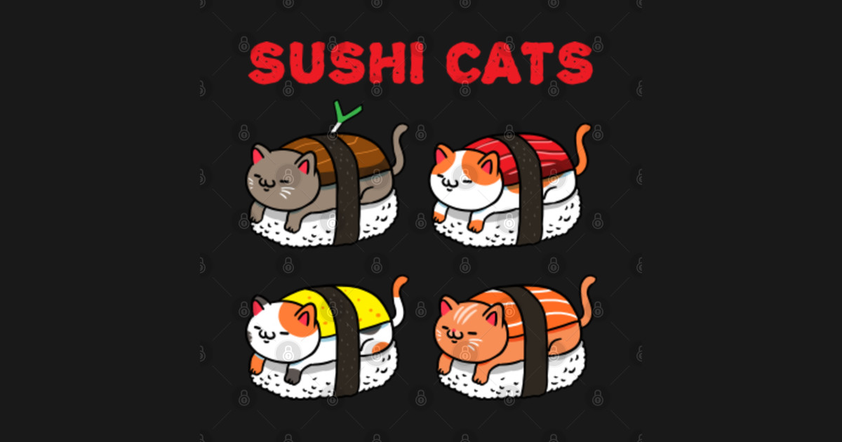 Kawaii Sushi Cats For Sushi Lover Kawaii Sushi Cats TShirt TeePublic