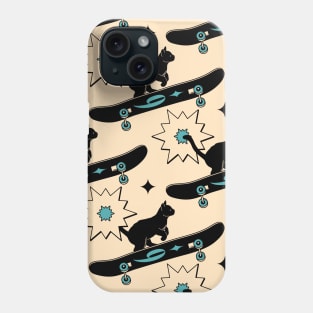 Cool Skater Black Cat Pattern in beige Phone Case