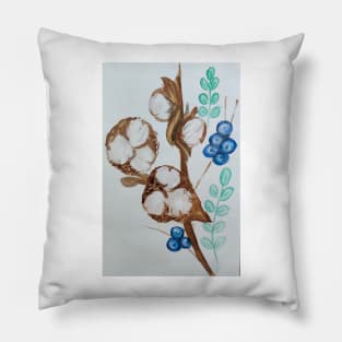 Cotton Flower illustration in watercolours Pillow