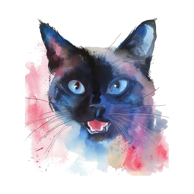 Siamese Cat Water Color Pop Art Design for Cat Lover by karishmamakeia