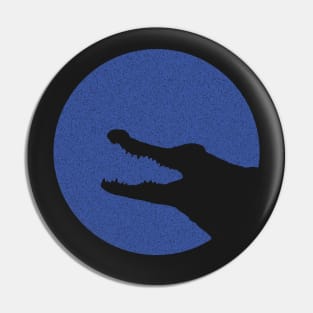 Minimalist Distressed Blue Alligator Moon Pin