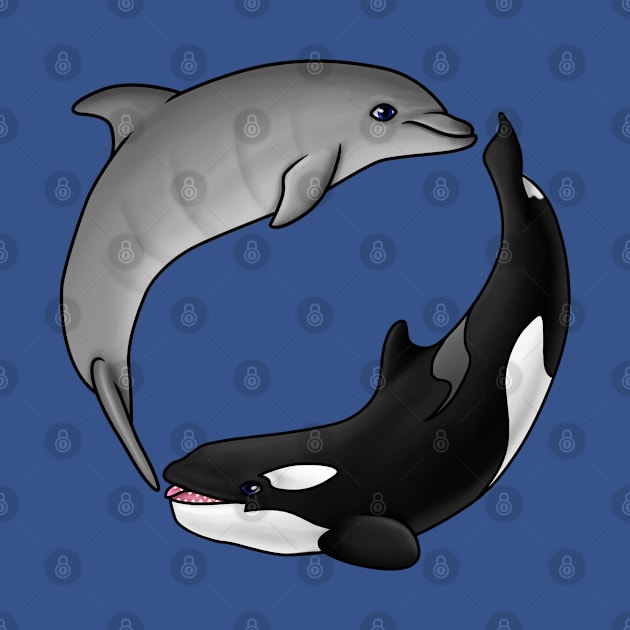 Baby Dolphin and Orca Circle by Art by Aelia