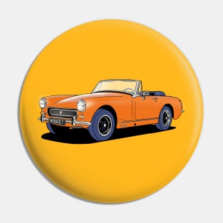 MG Midget sports car in orange Pin