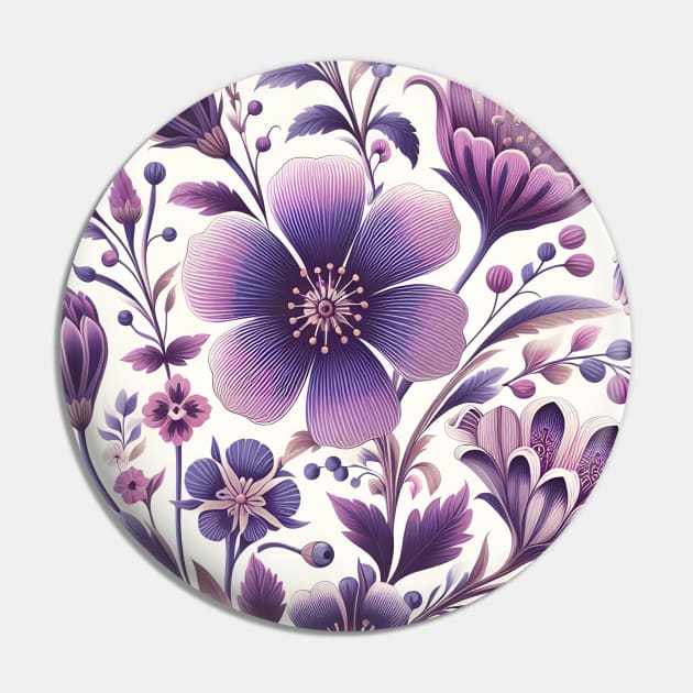 Purple Flowers Pin by Jenni Arts