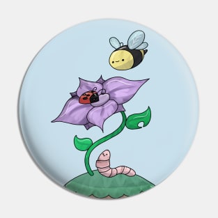 Garden Flower and Cute Critters Pin