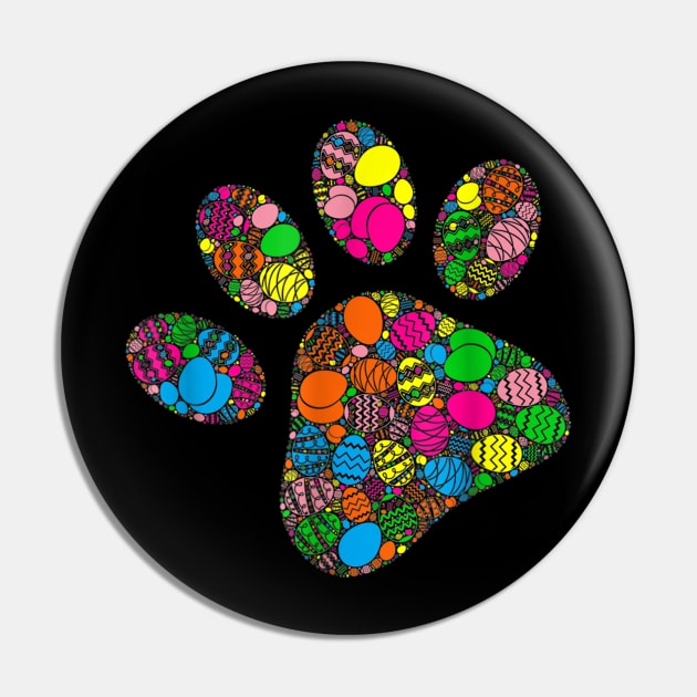 Colorful Egg Dog Paw Gift For Women Men Kids - Easter Day Pin by LMW Art