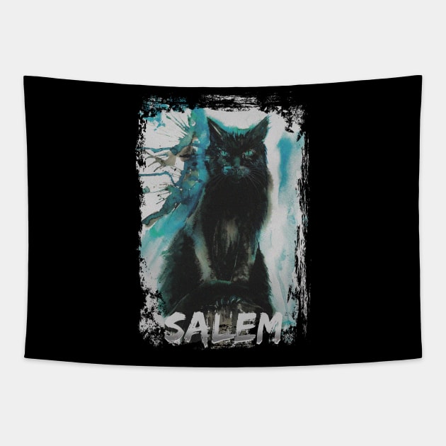 Cat Salem familiar Tapestry by NemfisArt