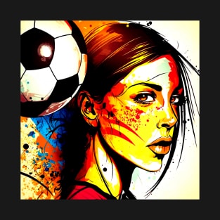 Soccer Player Graffiti Art Splash Paint T-Shirt