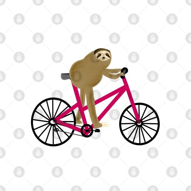 Sloth Riding A Hot Pink Bicycle by CatGirl101