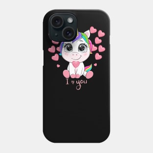 unicorn valentines day Phone Case