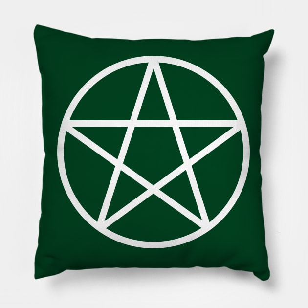 Pagan Wiccan Cheeky Witch® White and Forest Green Pentacle Pillow by Cheeky Witch