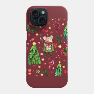 Christmas pattern Mouse, presents, trees, sweaters Phone Case