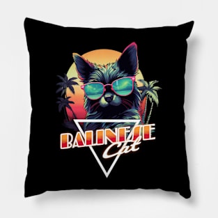 Retro Wave Balinese Cat Miami Shirt Pillow