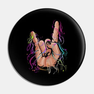 Sign of the Horns Sign Hand Rock and Metal Music Pin