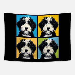 Pop Retro Portuguese Water Dog Art Painting - Cute Puppy Tapestry