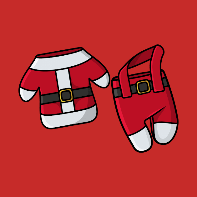 Red Kids Winter, Christmas suit with belt vector icon illustration. by AlviStudio