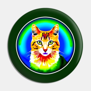 Colorful Rainbow Cats Digital Portrait (MD23Ar011) Pin