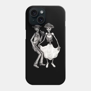 Sugar skull couple lover dancing celebration day of the dead. Phone Case