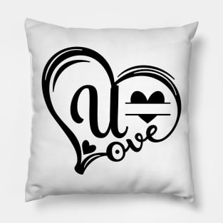 letter u monogram in the shape of love Pillow