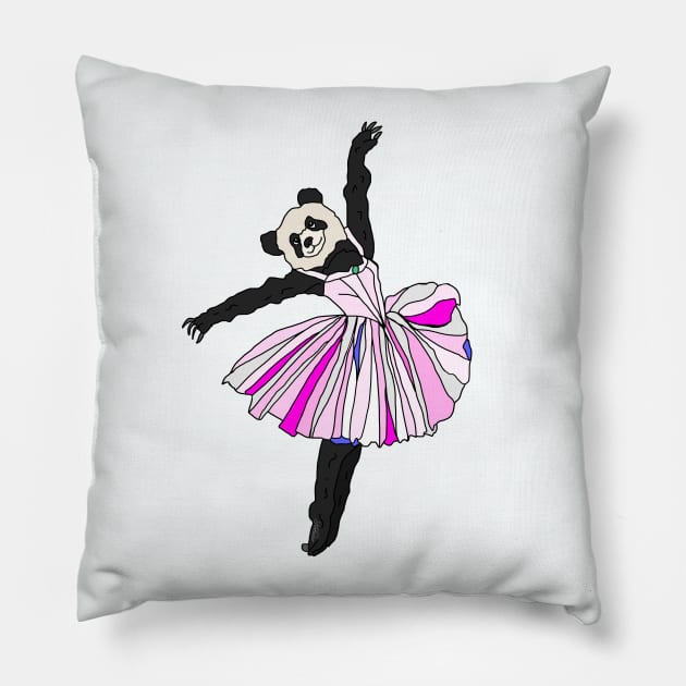 Panda Bear Ballerina Tutu Pillow by notsniwart