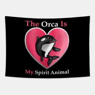 The Orca is My Spirit Animal Pink Tapestry