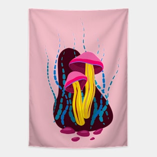 Magenta mushroom Tapestry