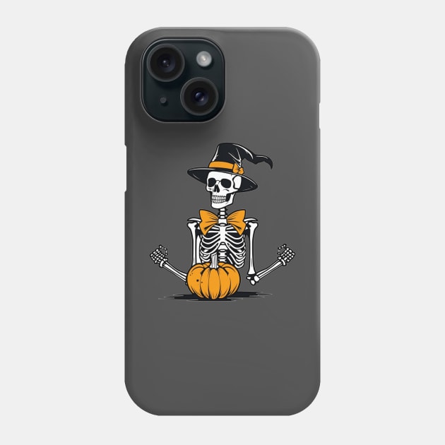 Skeleton pumpkin party Halloween design Phone Case by Edgi