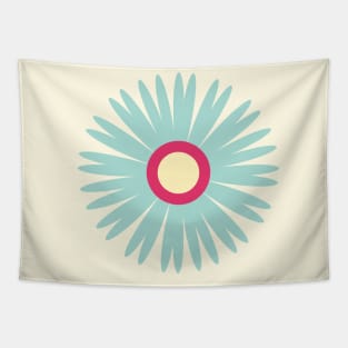 Retro Flower in light blue, pink and yellow Tapestry