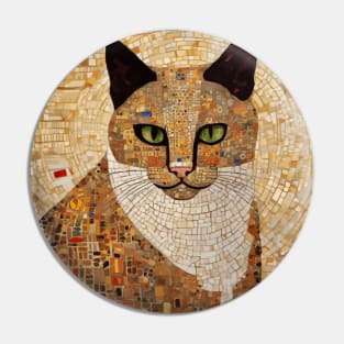 Fashionista Klimt Cat with White Scarf Pin