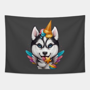 Husky Unicorn Tapestry