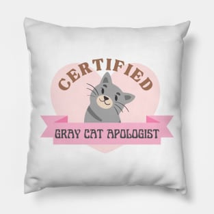 gray cat apologist Pillow