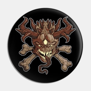 Monster Head and Crossbones Pin