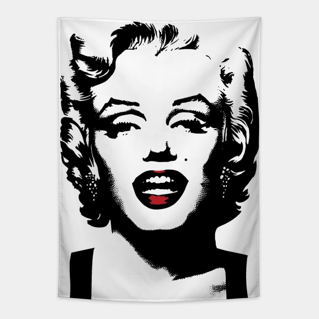 Iconic Marilyn Monroe: Bring Glamour to Your Space! Vintage Retro Style Red Lips Version Tapestry by pelagio