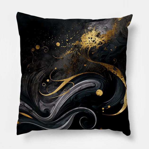 Black and Gold Marble Pillow by DaniGirls