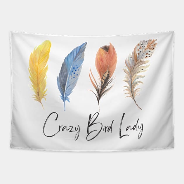 Crazy Bird Lady - Bird feathers Tapestry by Ivanapcm