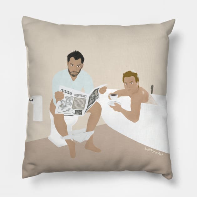 Morning routine Pillow by LaMonitaStudio