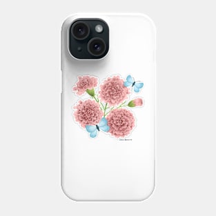 Carnation Flowers and Butterflies Phone Case