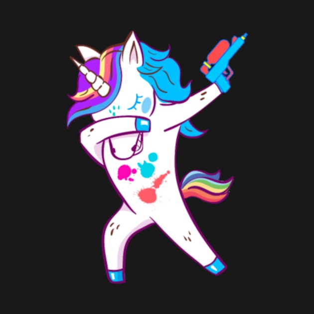 Dabbing Paintball Funny Unicorn with Paint Gun by Xizin Gao