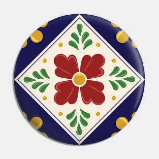 Mexican Talavera Floral Pattern by Akbaly Pin