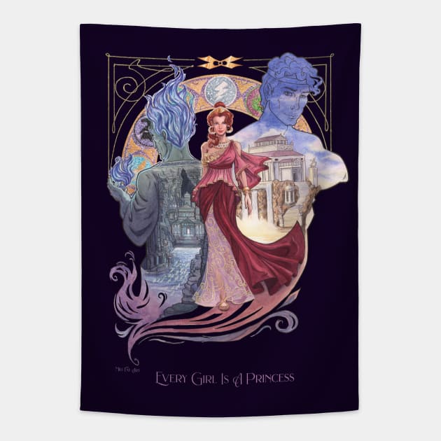 Mili Fay’s Every Girl Is A Princess: Hercules Tapestry by Mili Fay Art