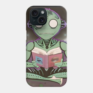 Believe in Yourself Funny an Alien reading a Book Phone Case