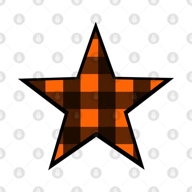 Orange and Black Buffalo Plaid Star by bumblefuzzies