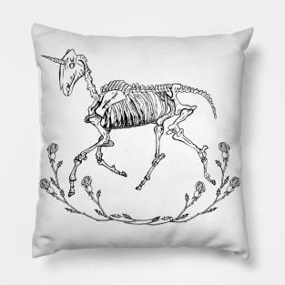 Prancing Unicorn Skeleton Pillow