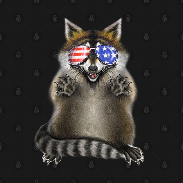 Raccoon with American sunglasses by Artardishop