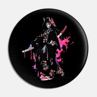 Geisha | Grim Reaper Geisha Skull | Cool Retro Japanese Aesthetic #11 Pin